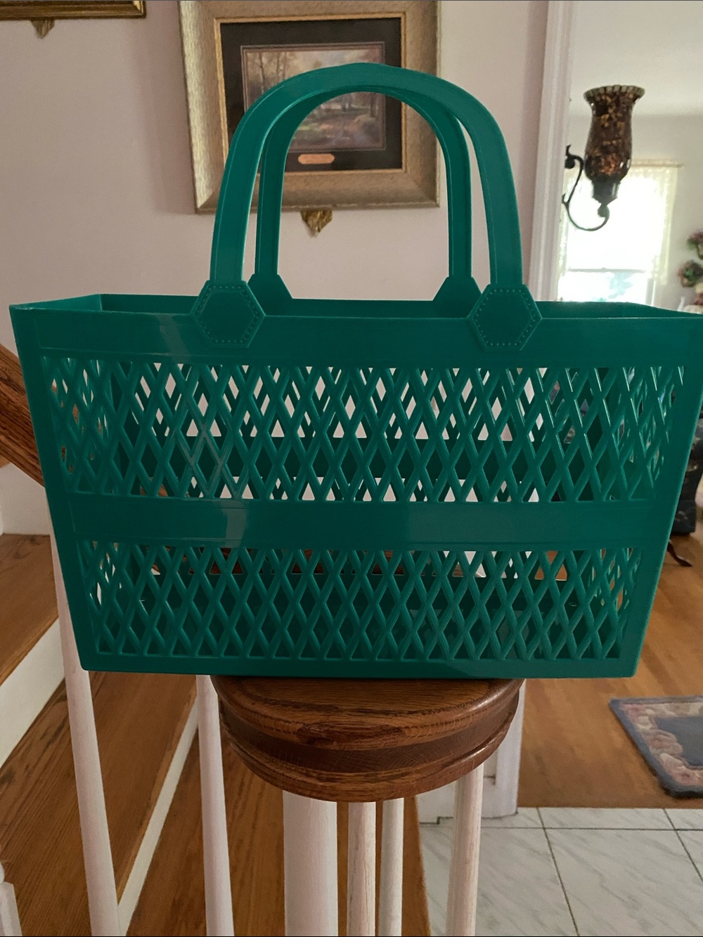 Ashland Teal green Cabana plastic Tote. Great for gifting & storage. NWT